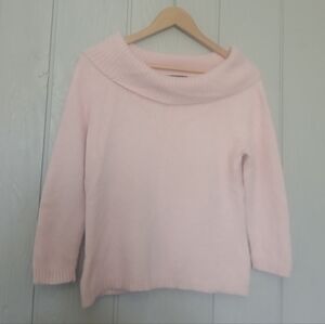 Apostrophe Soft Baby Pink Angora Nylon Wool Blend Cowl Neck Sweater Size Large